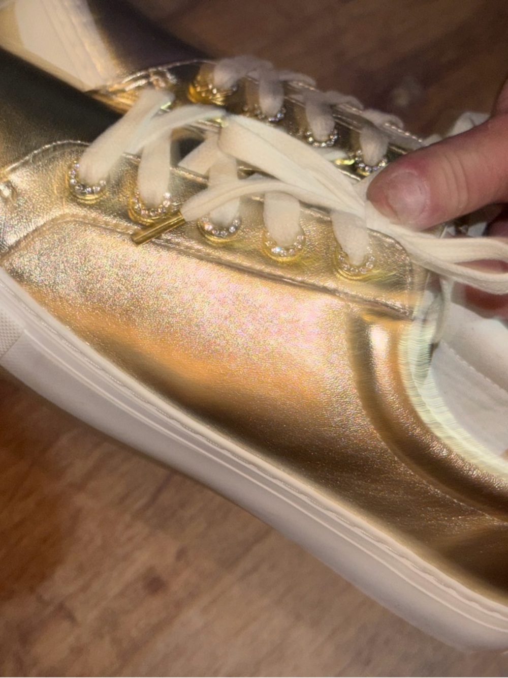 Lilly Pulitzer metallic Gold Lace-Up Women’s Sneakers size 9 - Picture 7 of 8